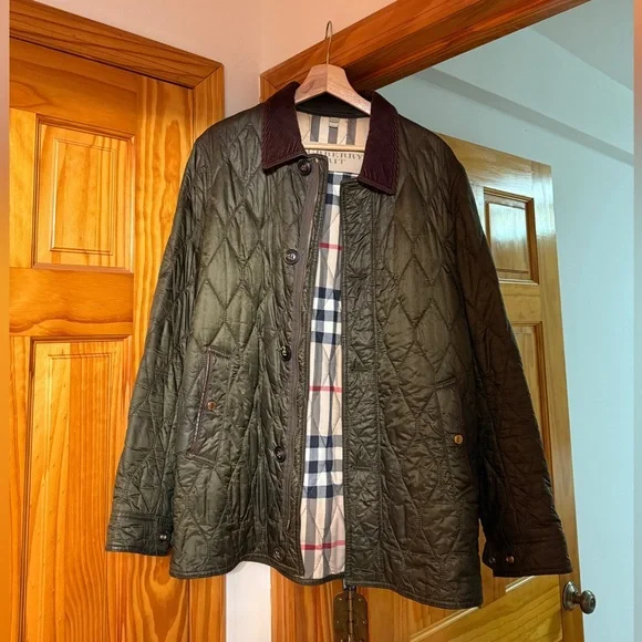 Burberry Men Green Quilted Jacket Medium - Picture 1 of 6